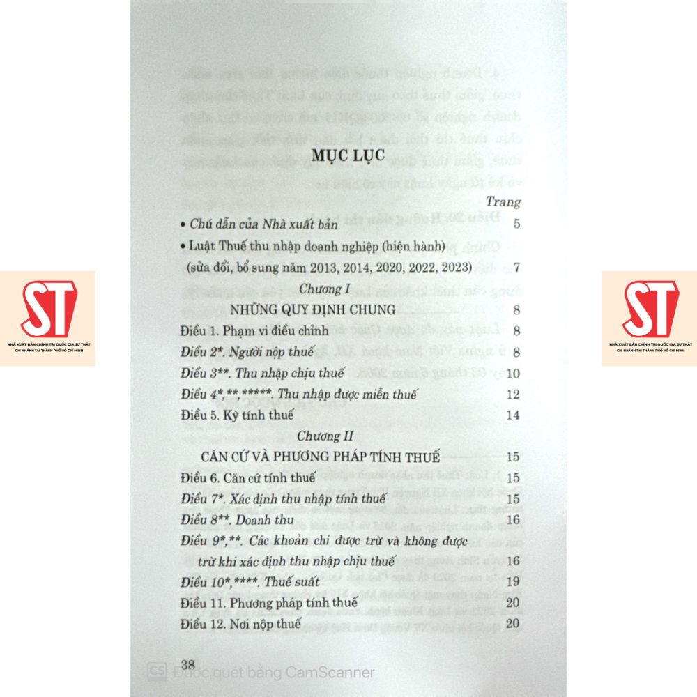 [Sách] Luật Thuế Thu Nhập Doanh Nghiệp (Hiện Hành - Sửa Đổi, Bổ Sung Năm 2013, 2014, 2020,2023)