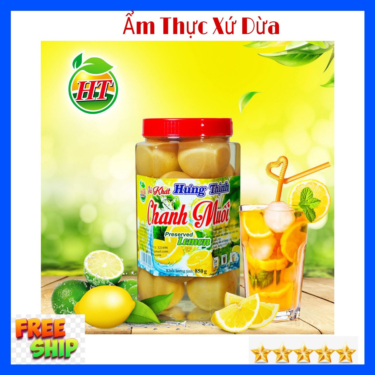 (FREESHIP) Hủ 830gr Chanh Muối Hưng Thịnh Bến Tre