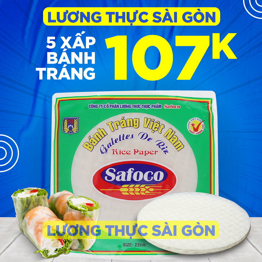 Combo 5 Xấp Bánh Tráng Safoco size 22cm (300 gr)