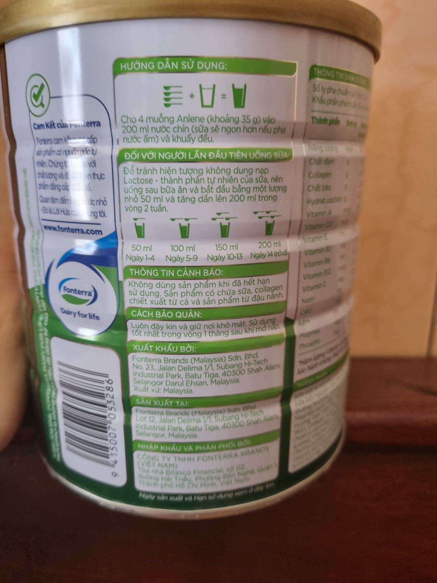 Sữa Anlene Gold 3x Hương Vani 800g
