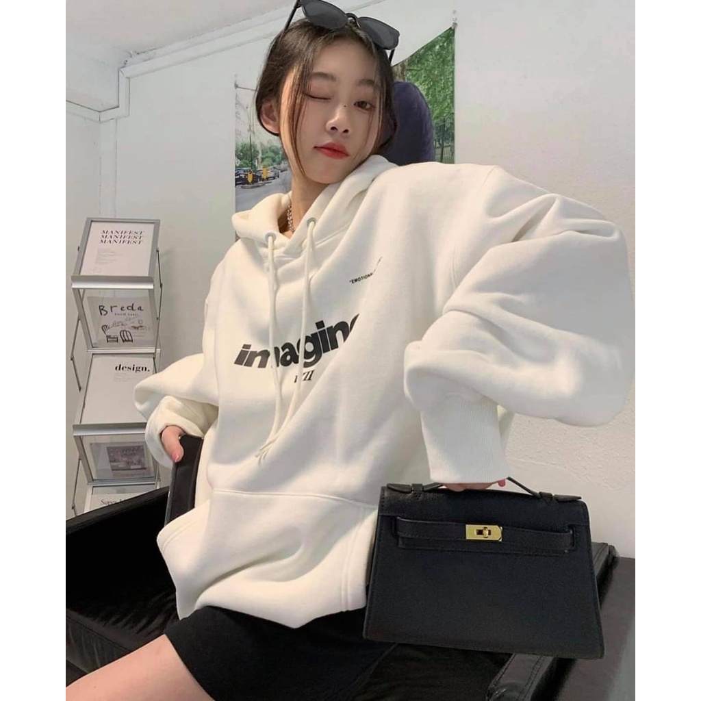 Áo Hoodie nỉ Imagine Form Rộng Phong Cách Basic Samsam4896