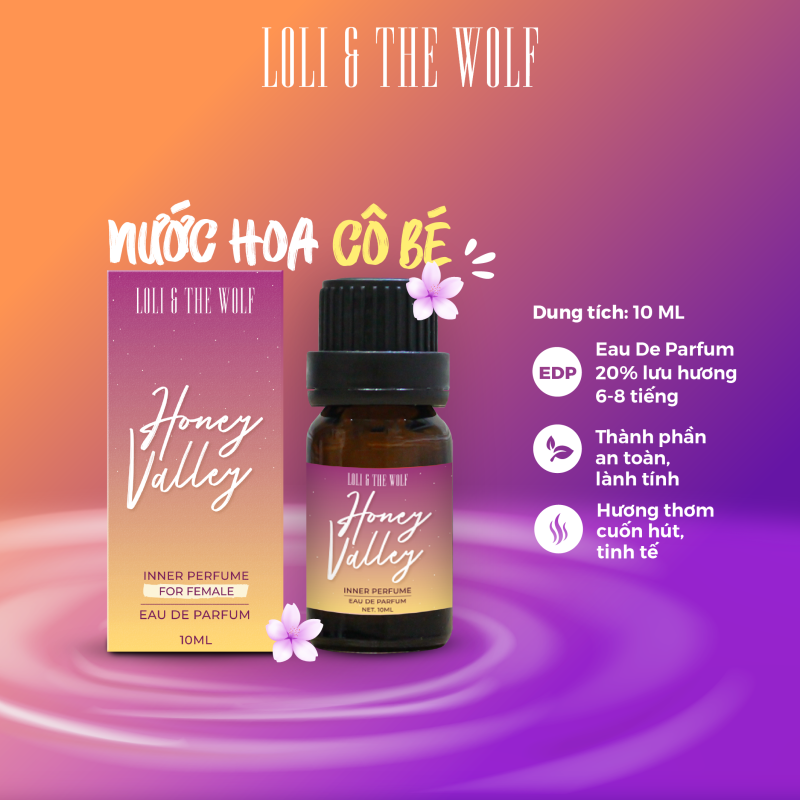 Nước hoa vùng kín nữ Loli & The Wolf hương Honey Valley Eau De Parfum chai chấm 10ml nhập khẩu
