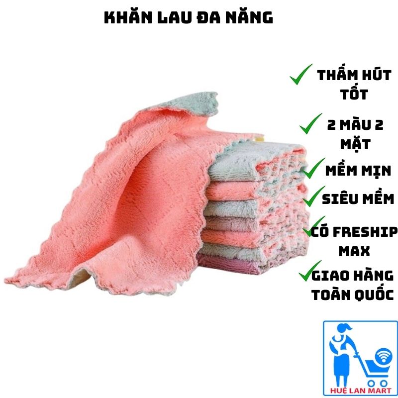 Combo 30/40/50 khăn lau đa năng, lau tay, bếp 2 mặt siêu mềm, siêu thấm nước - Huệ Lan Mart