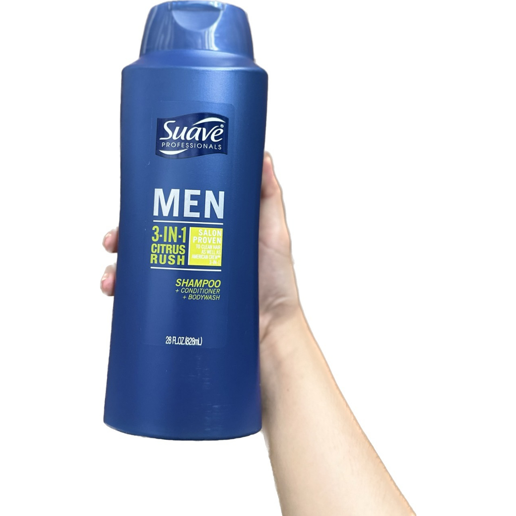 Sữa Tắm - Gội - Xả Suave MEN 3in1 Citrus Rush 828ml