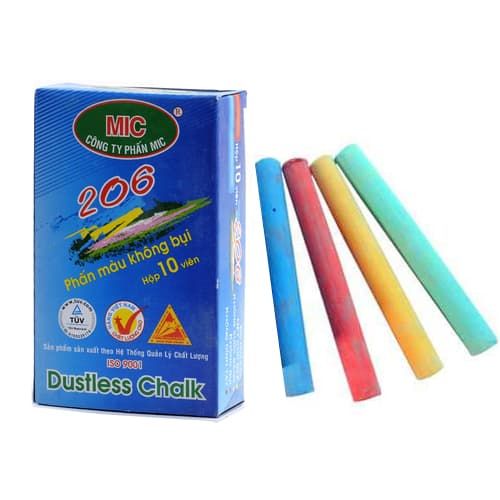 [HCM]Phấn màu MIC 1 hộp 10 viên. Không bụi. Thích hợp trong Trường Học và Văn Phòng. Vi Tính Quốc Duy
