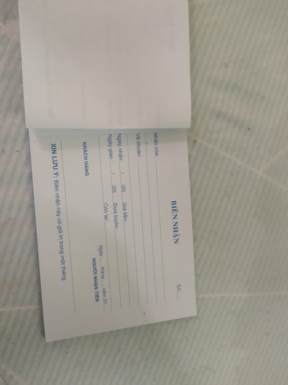 [HCM]5 cuốn Biên Nhận  1 liên trắng