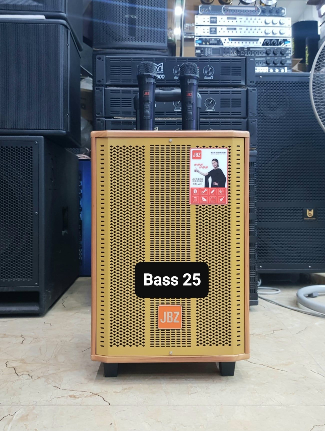 Loa kéo Karaoke Bluetooth JBZ J8: Phiên bản 2022, Bass 25, Hàng chính hãng, tiếng hay, Có 2 Micro không dây đi kèm