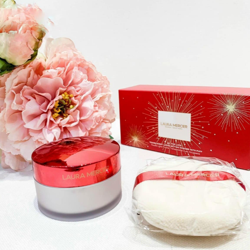 Phấn Bột Laura Limited ( Sét Màu Đỏ Kèm Bông )