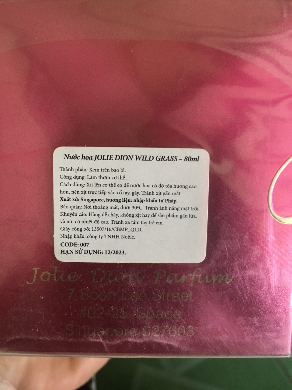 Nước Hoa Nữ Jolie Dion Wild Grass Eau De Parfum 80ml