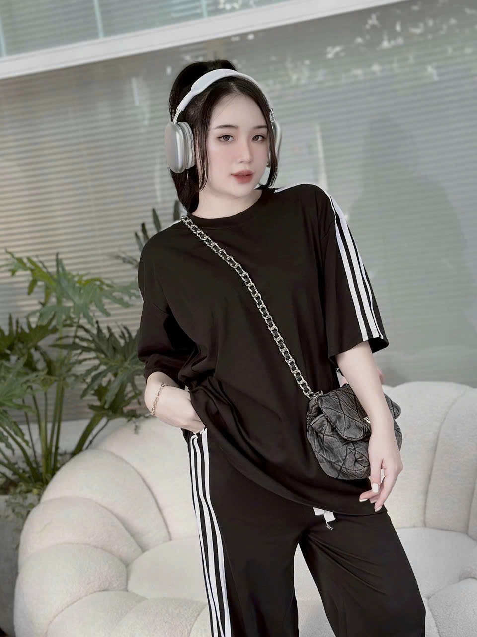 Set thời trang bộ siêu HOT form rộng áo tay lửng mix quần dài xinh xắn, Set bộ hottrend quần dài mix áo tay lửng form rộng có viền, Set đồ bộ áo tay lửng mix quần dài form rộng phong cách MTB