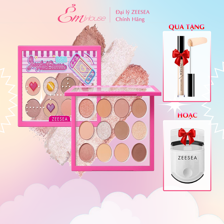 Zeesea bảng phấn mắt 12 màu vending machine eyeshadow palette pink game bar