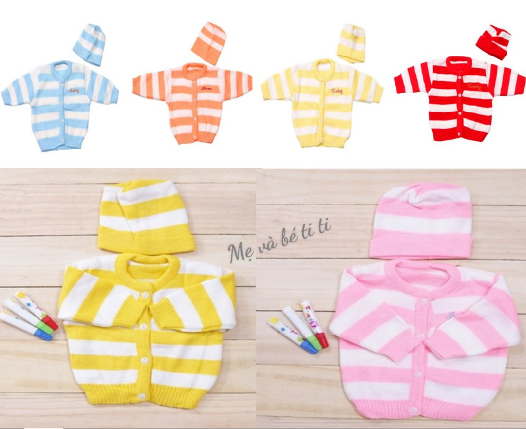 Bộ áo len cho bé sơ sinh đến dưới 7kg gồm áo và nón