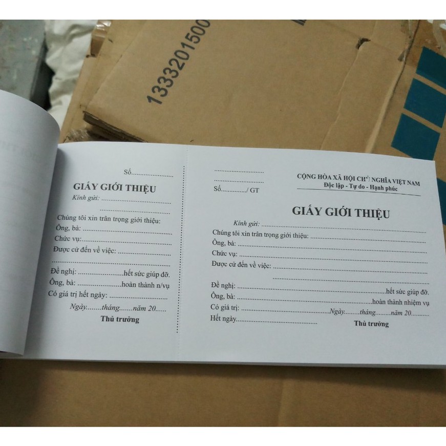 Quyển Giấy giới thiệu (1 liên)