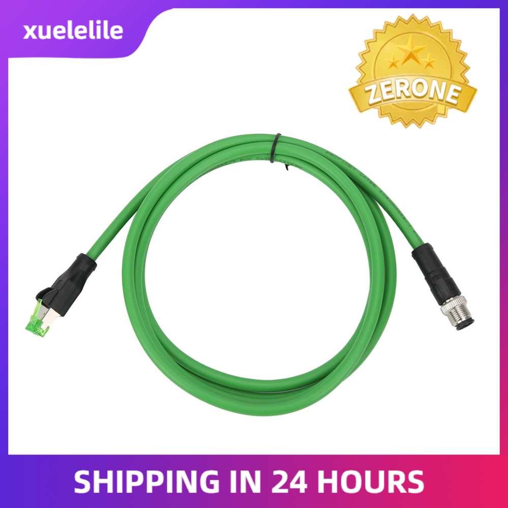 Patch Cord M12 RJ45 Connector Ethernet Shielded Cable 24 AWG Wire IP67 Waterproof