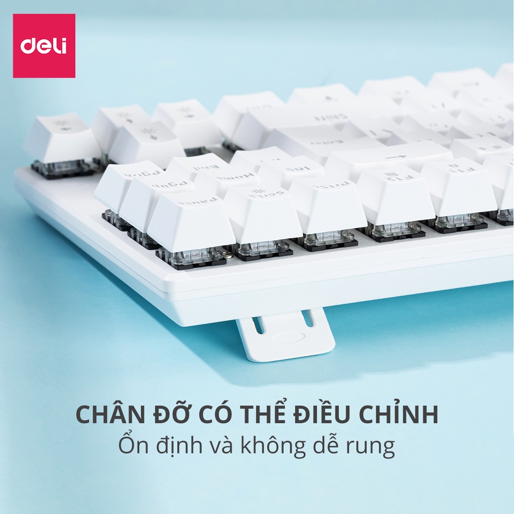 Bàn Phím Cơ Deli - Có LED RGB Phù Hợp Văn Phòng Gaming Chuyên Nghiệp Có Dây Dành Cho Laptop PC Bàn Phím Cơ Cho Game Thủ Blue Switch Đa Năng, Có Thể Thay Keycap