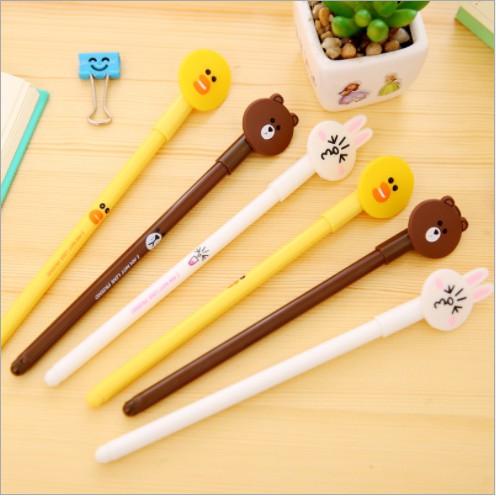 Combo 5 Bút Bi Nước Gấu/ Thỏ Line Silicon Cute