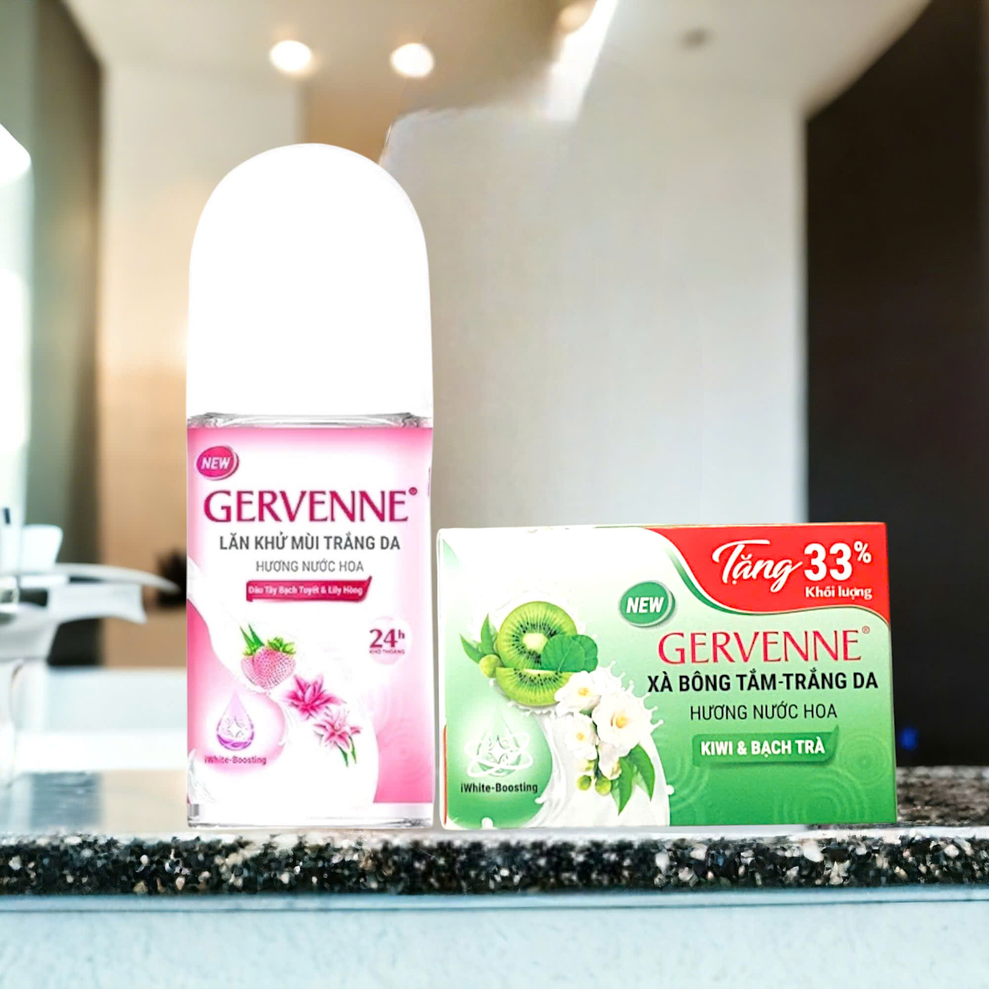 [Kèm Cục Xà Bông 120g] Lăn Khử Mùi Trắng Da Gervenne 50ml – Thơm Lâu, Khô Thoáng