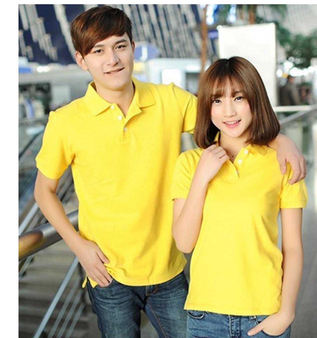 ÁO THUN P0-LO  CÁ SẤU CỔ TRỤ  MÀU VÀNG TAY NGẮN NAM / NỮ CAO CẤP  CHẤT XỊN 6