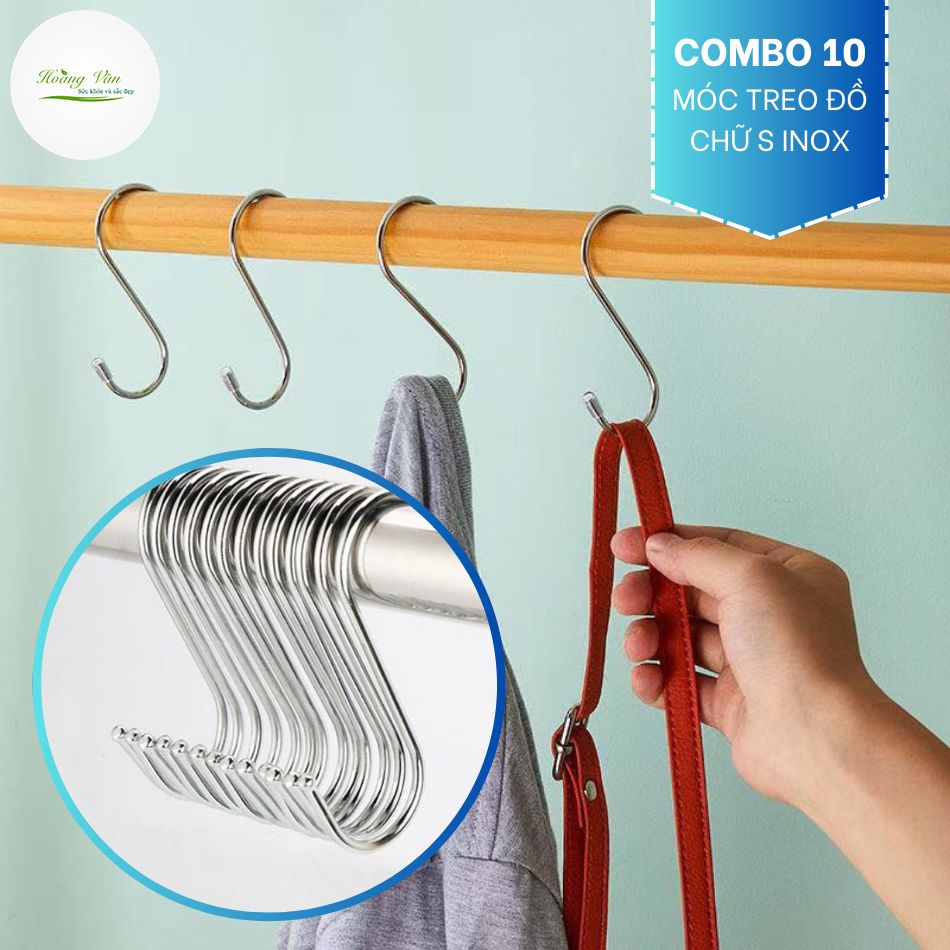 Combo 10 Móc treo đồ chữ S Inox sáng bóng
