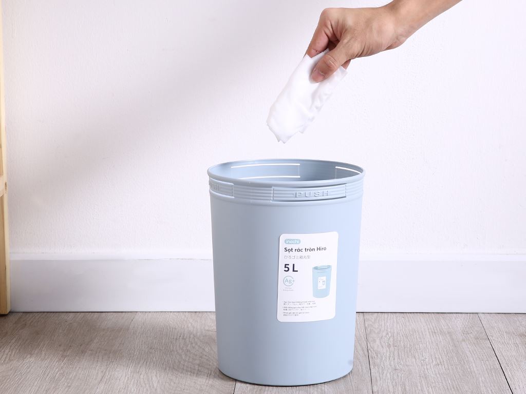 Sọt rác Hiro 5L -  màu xanh nhạt