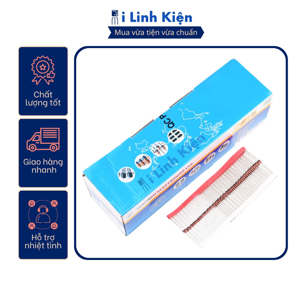 Diot zener 3.3v 3.9v 5.1v 5.6v 6.2v 9.1v 12v 15v 18v 20v 24v 1w chính hãng đóng dây túi 100 con.