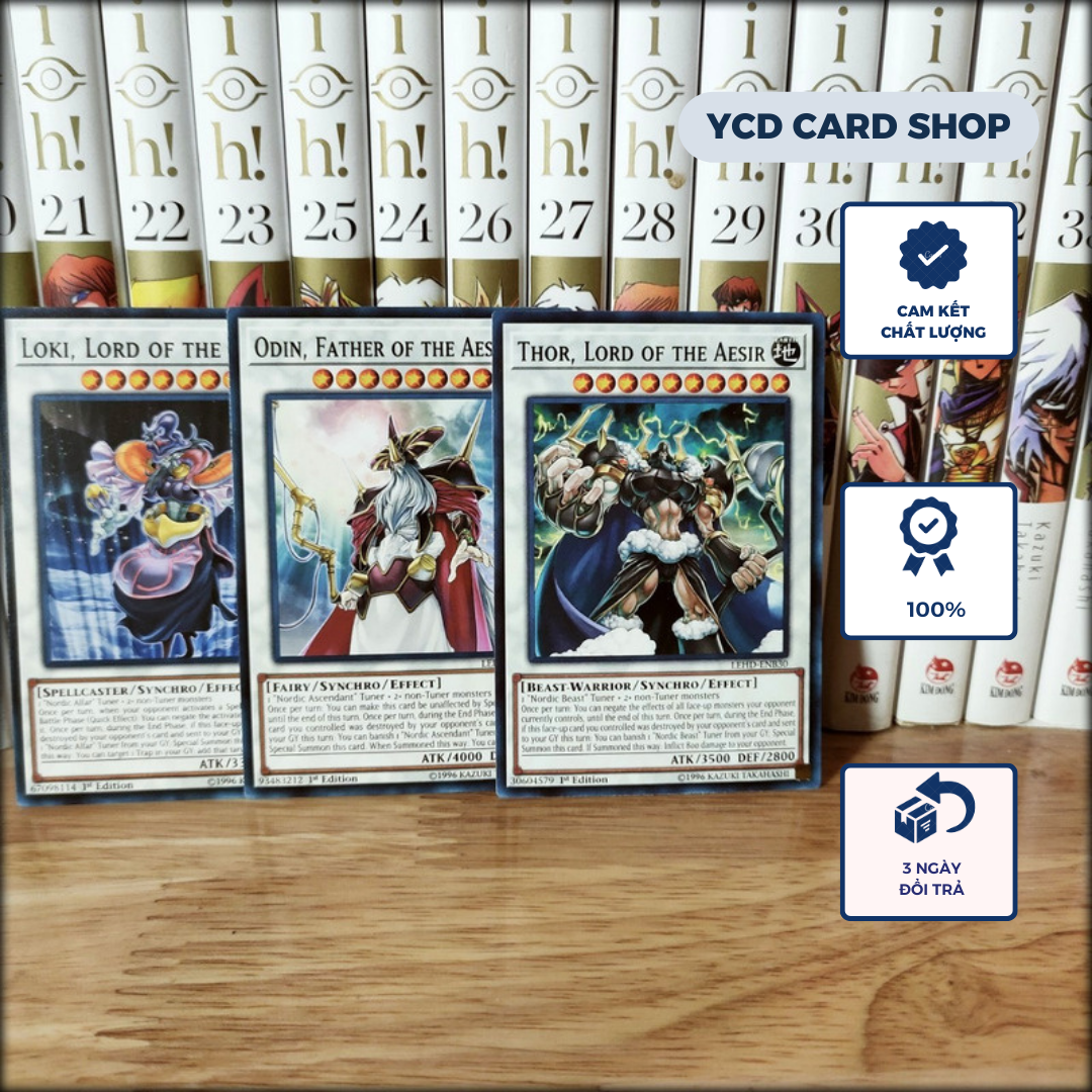 Thẻ bài yugioh Chính hãng Set tam thần Bắc Âu Thor, Loki, Odin - Common