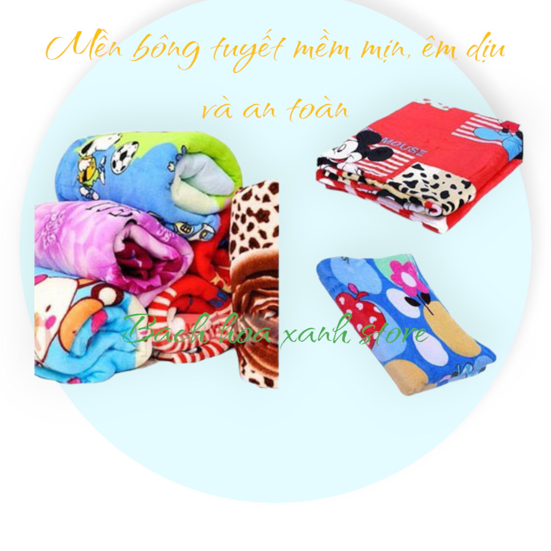 Chăn / Mền Tuyết Nhung, mền cho bé sơ sinh, đi học, mền nhà trẻ 100 x 75cm ngẫu nhiên