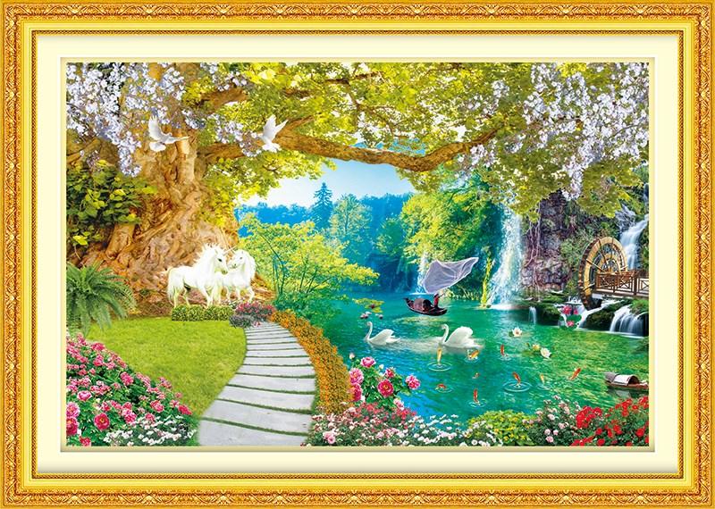 Tranh đính đá 5d phong cảnh lv196 kích thước 120x70