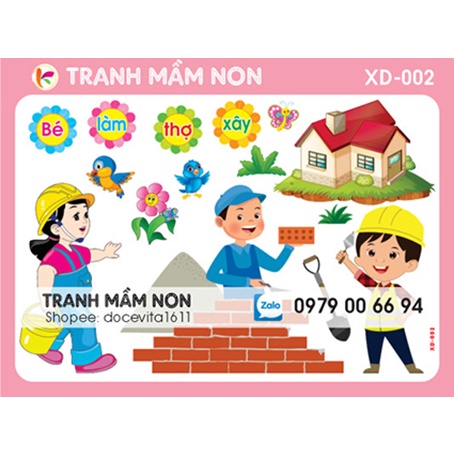 Decal mầm non - bé làm thợ xây xd-002