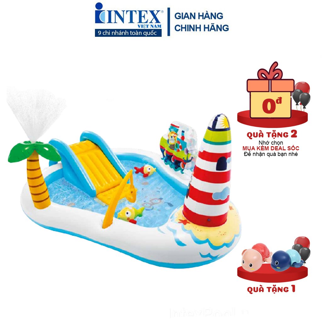 Bể bơi phao cầu trượt trẻ em có cần câu cá INTEX 57162 - Hồ bơi cho bé mini