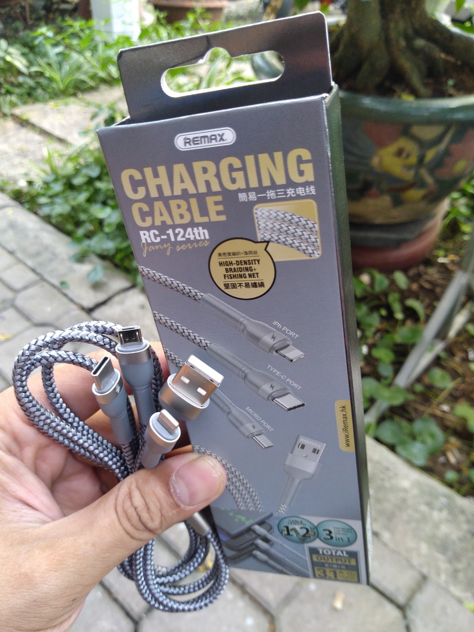 Cáp Sạc Remax 3 Đầu IPHONE - MICRO USB - TYPE C Dây Dù RC-070TH