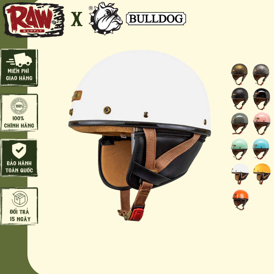 Mũ bảo hiểm 1 2 Bulldog Pug màu cơ bản dành cho người đi xe máy Arrow