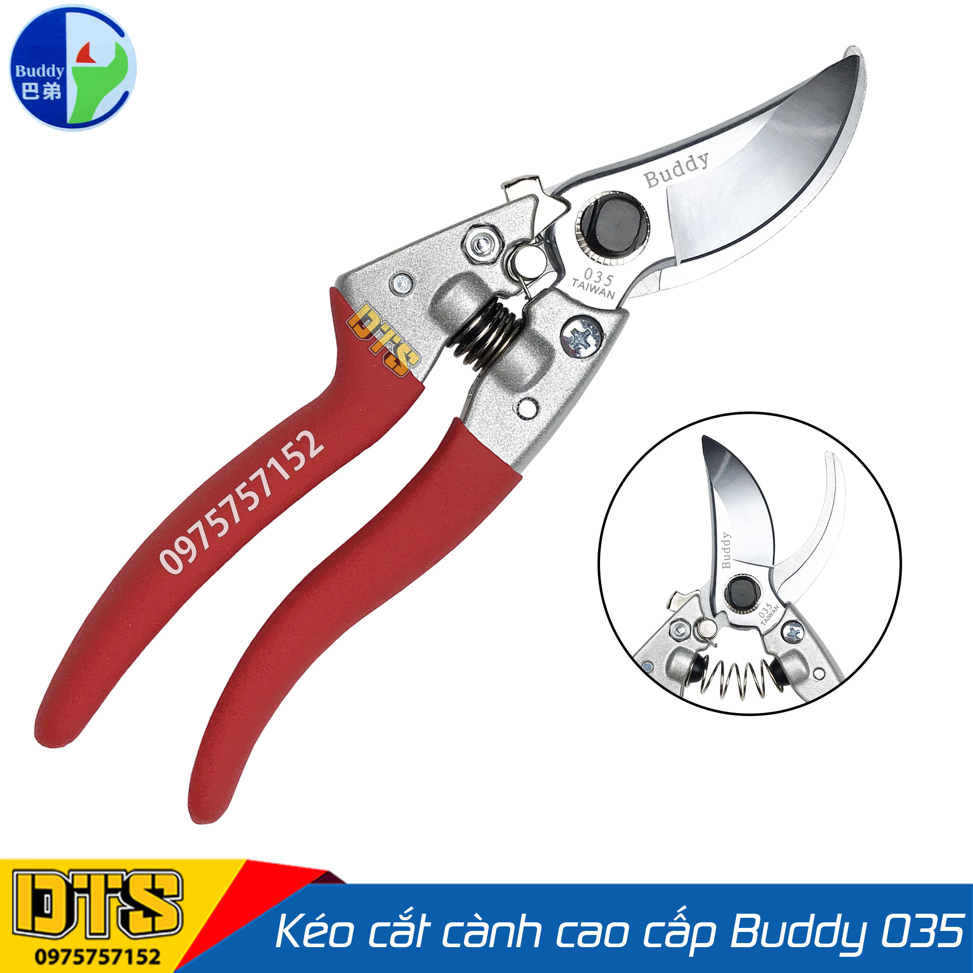 Kéo cắt cành cây cao cấp Nhật Bản Buddy 200mm, kéo cắt cành sắc vĩnh viễn thép SK-5 tôi cao tần chống mài mòn