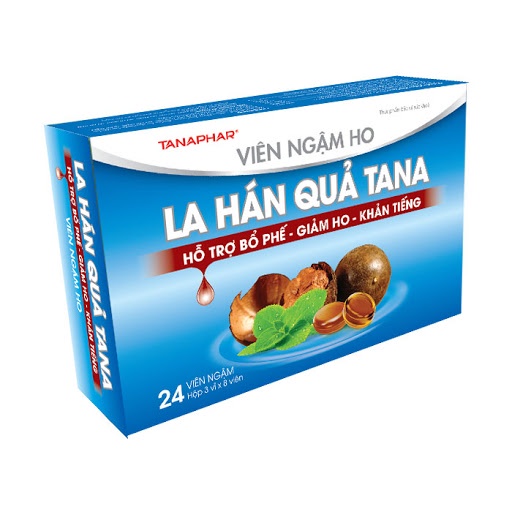 Viên ngậm ho la hán quả Tana (kẹo ngậm ho tân á hộp 24 viên)