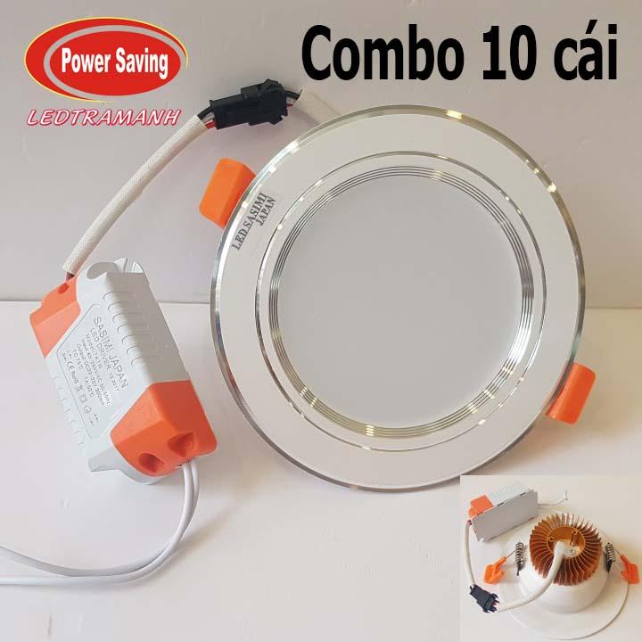 Combo 10 cái âm trần sasimi 7w 3 màu A5 viền bạc