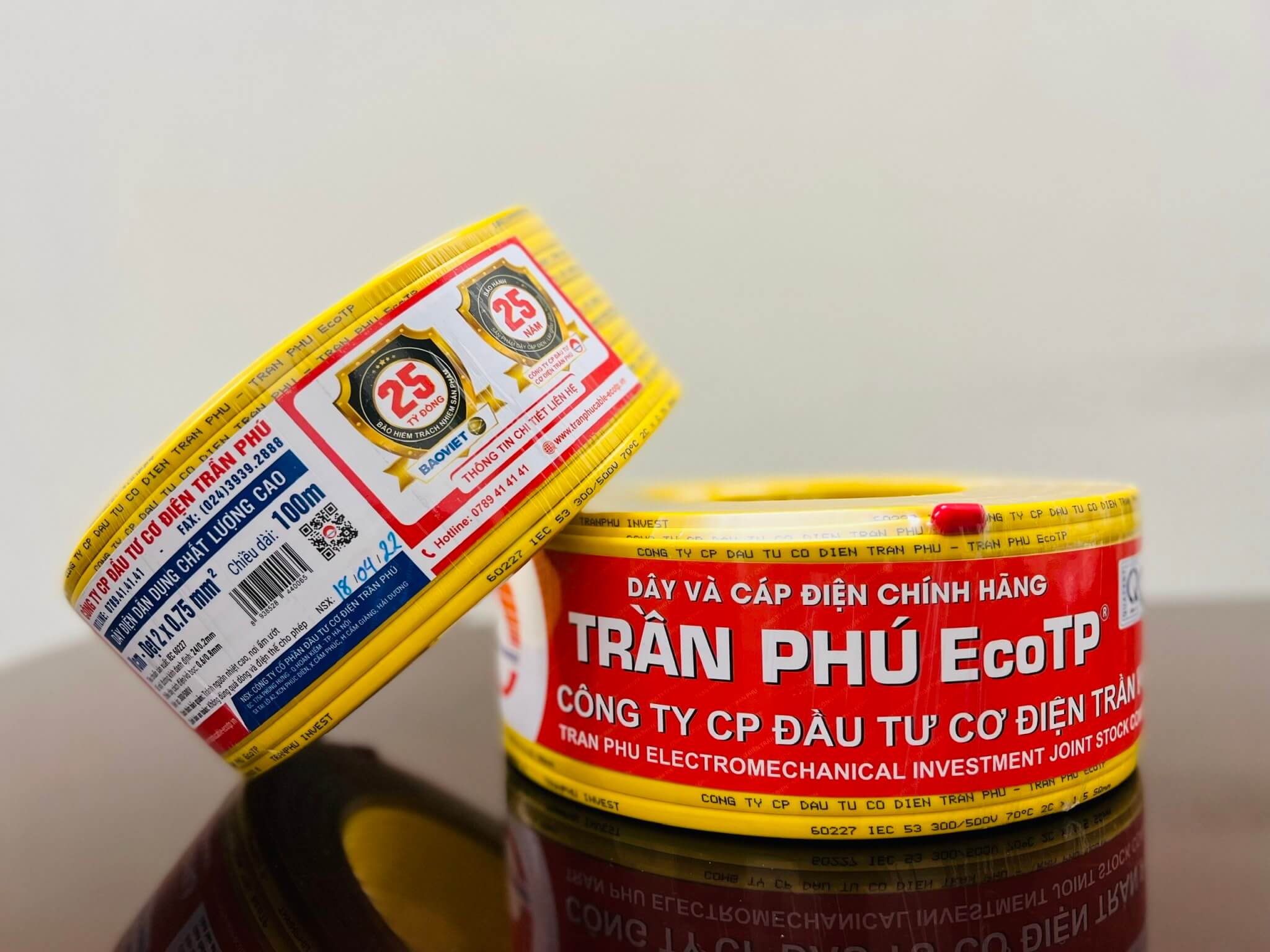 Dây điện đôi trần phú ecotp 2x0.75/ 2x1.0/ 2x1.5,/ 2x2.5/ 2x4.0 - bán nguyên cuộn