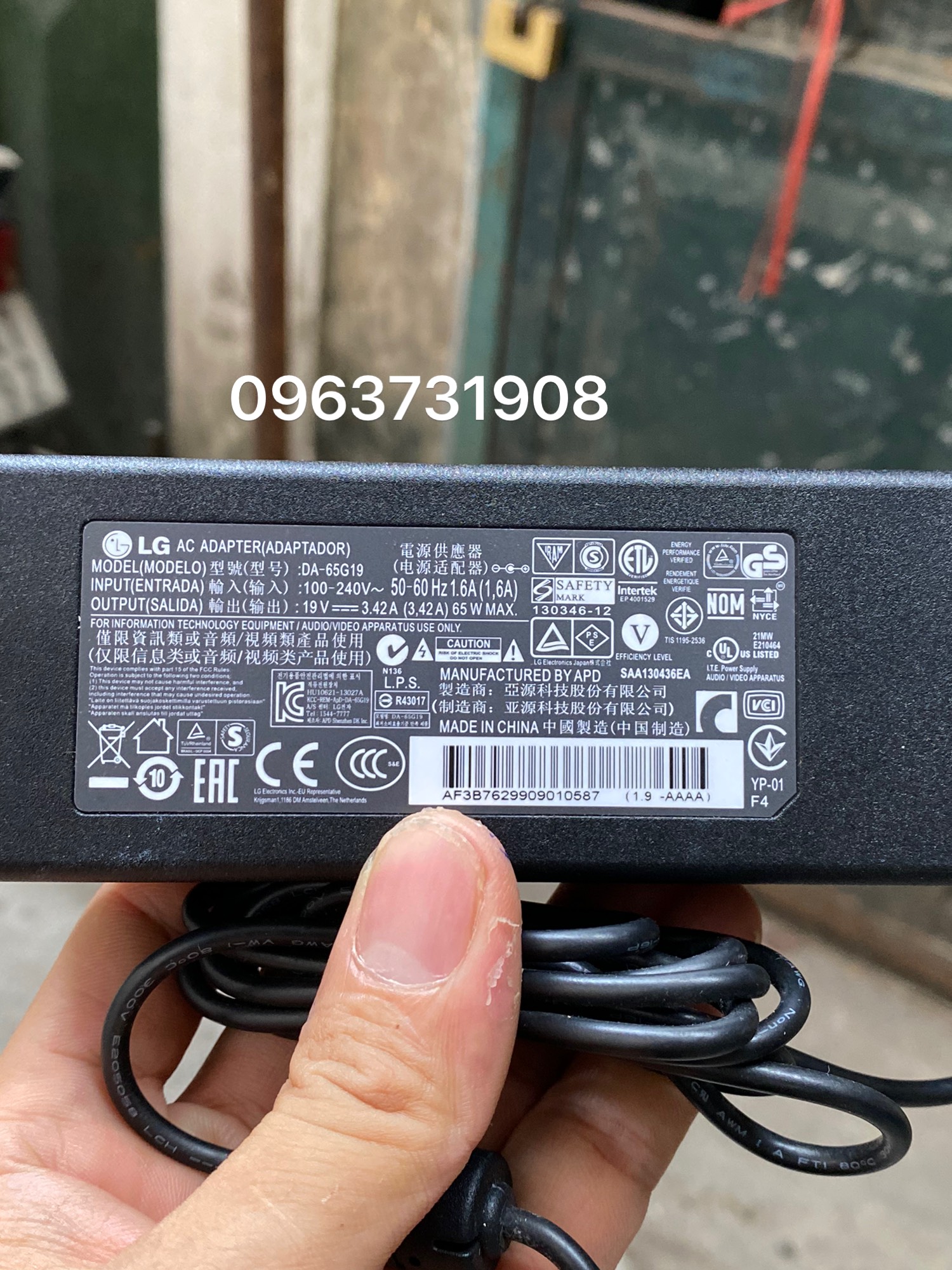 Dây nguồn tivi lg 19v 3.42a chính hãng