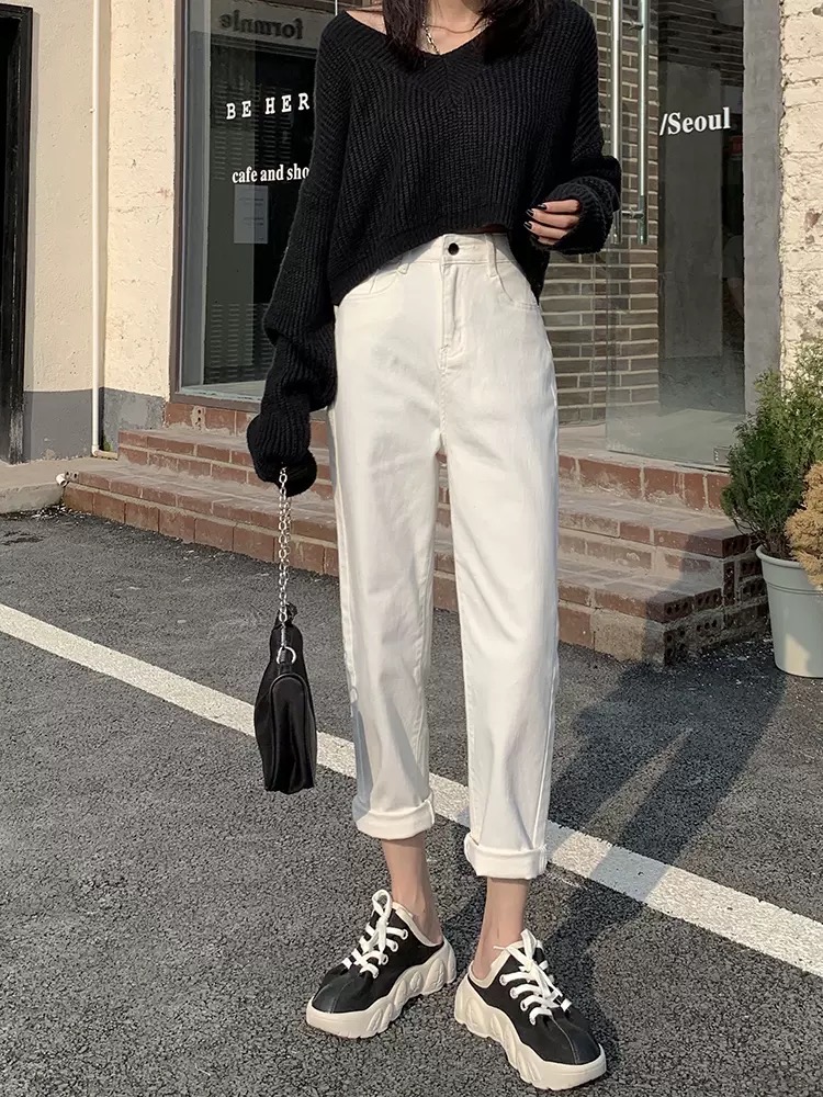 Quần baggy nữ trắng aqua jeans