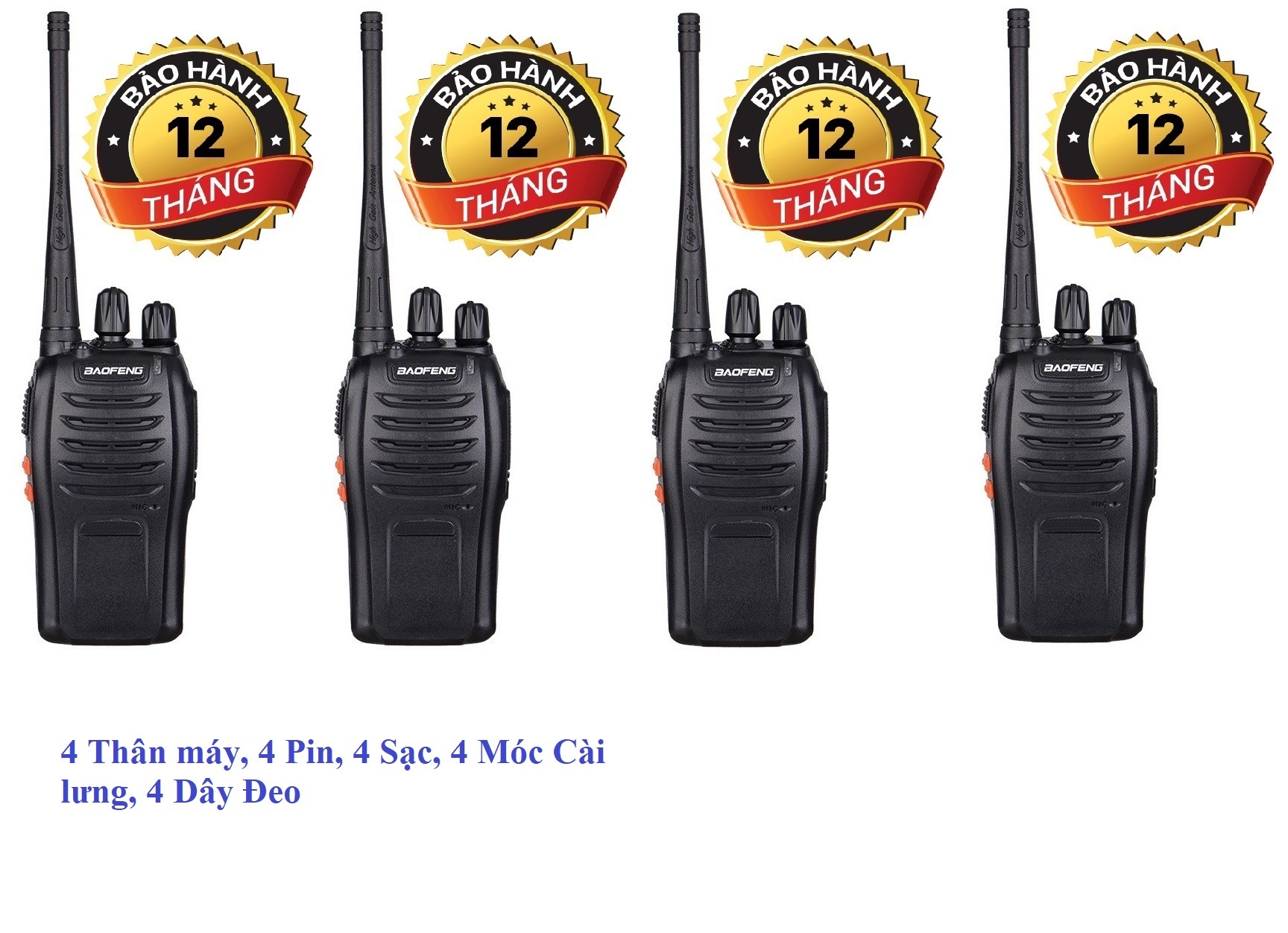 Bộ 4 Chiếc Bộ đàm Baofeng BF888S (Hàng chính hãng, Bảo hành 12 tháng)