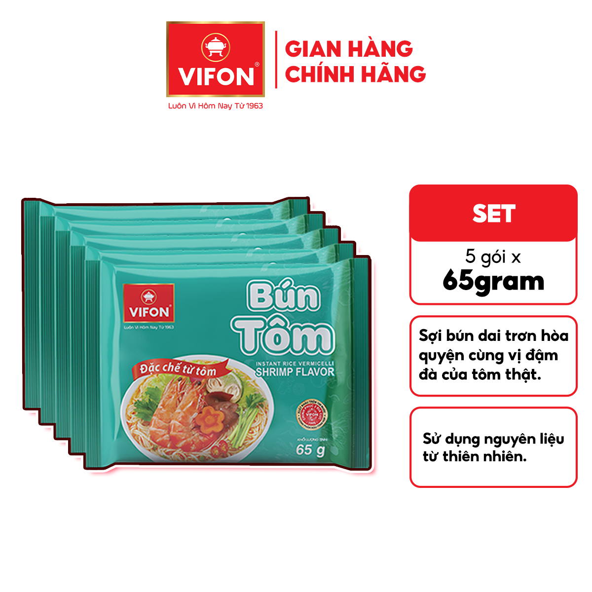 [VOUCHER 10%] Bún Tôm VIFON 65gr/Gói