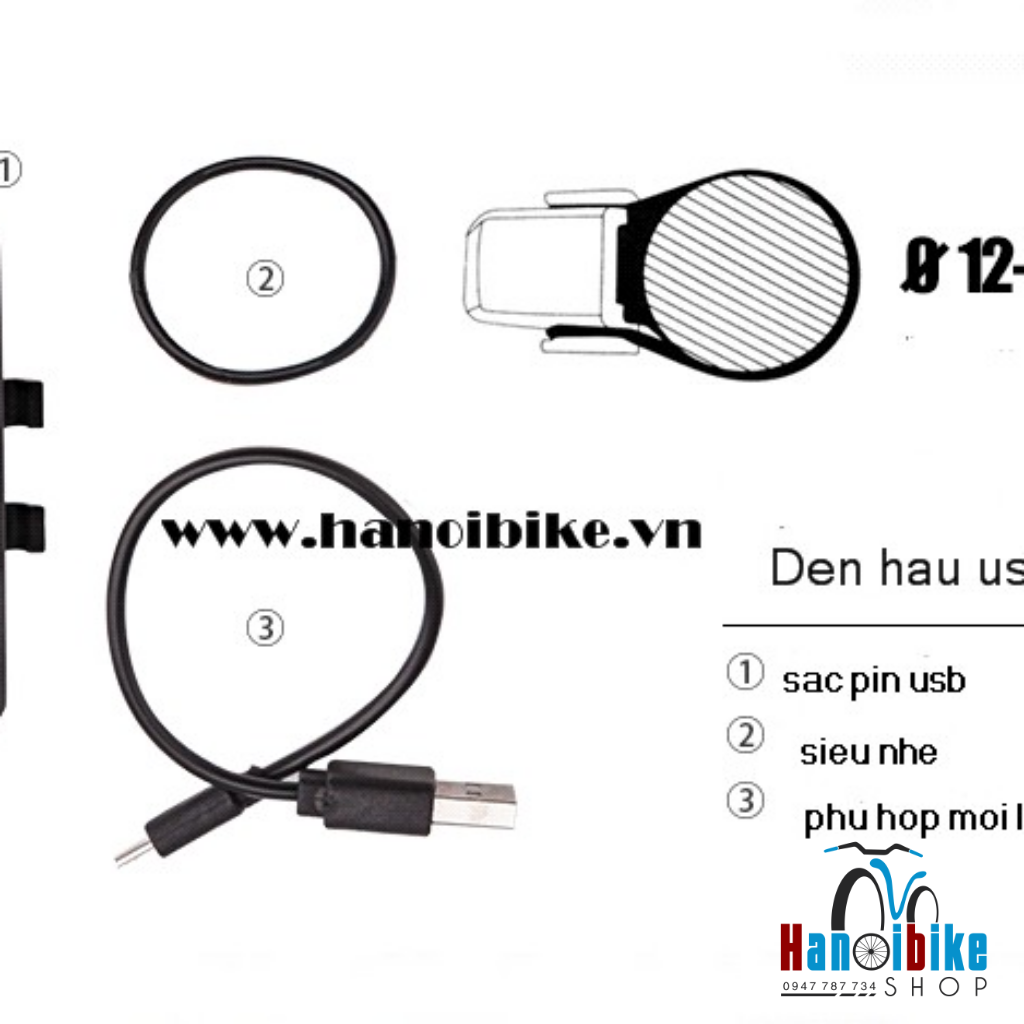 Đèn hậu cảnh báo cho xe đạp AQY Rapid X