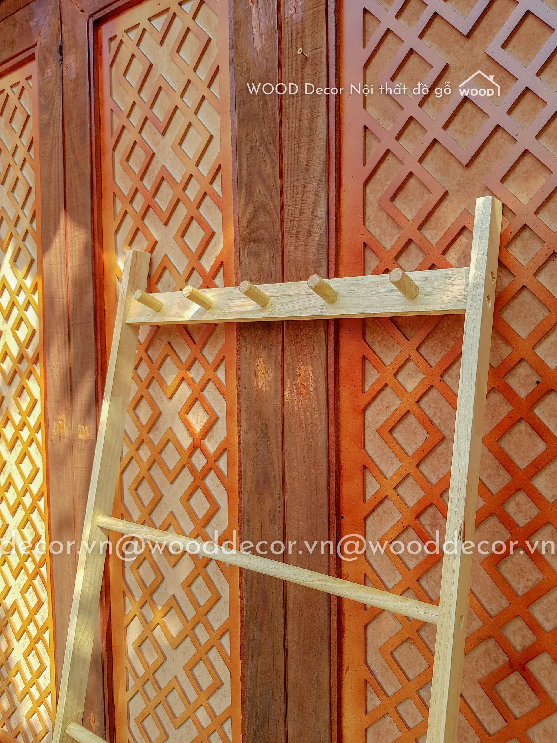 wooden ladder towel