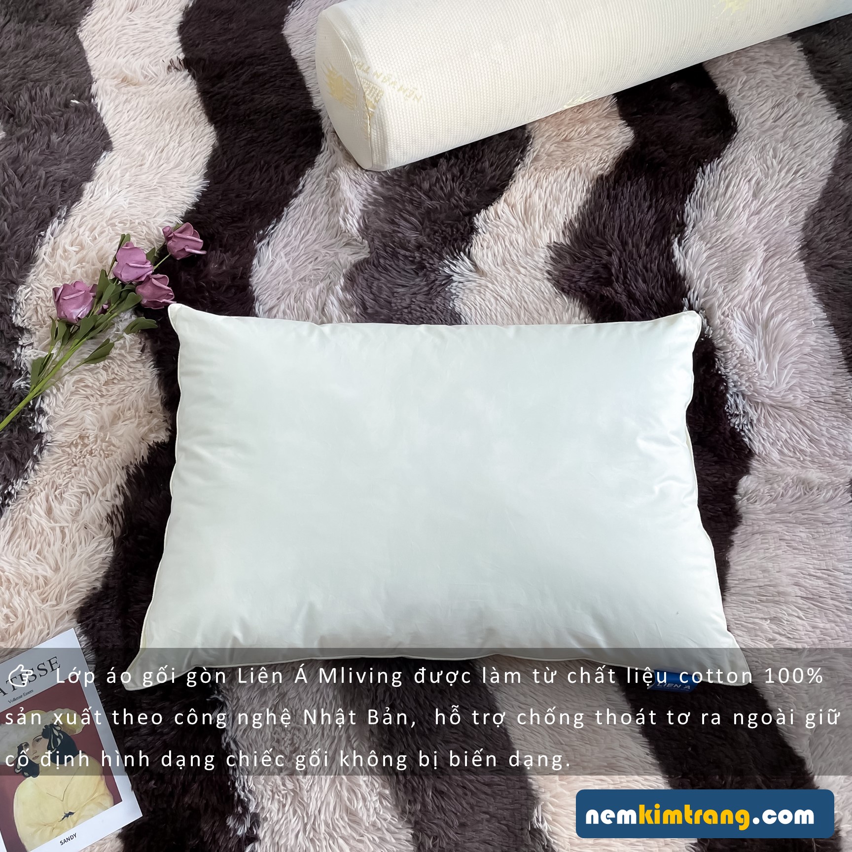 Gối gòn tơ tằm MLiving Liên Á - MICROFIBER, CHÍNH HÃNG