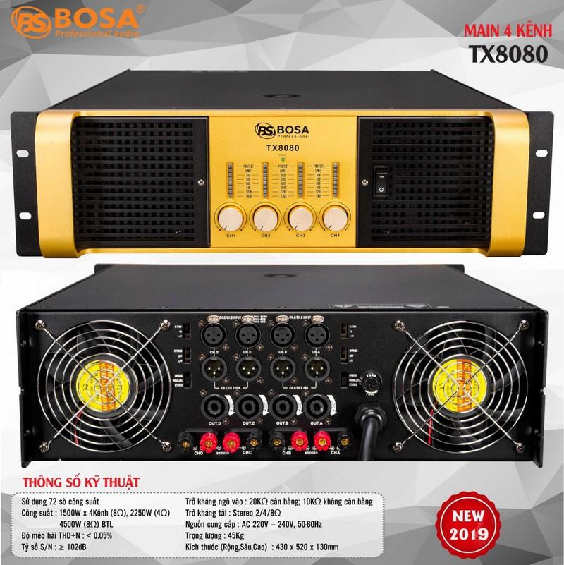 Đẩy 4 kênh BOSA TX8080 72 sò công suất lớn