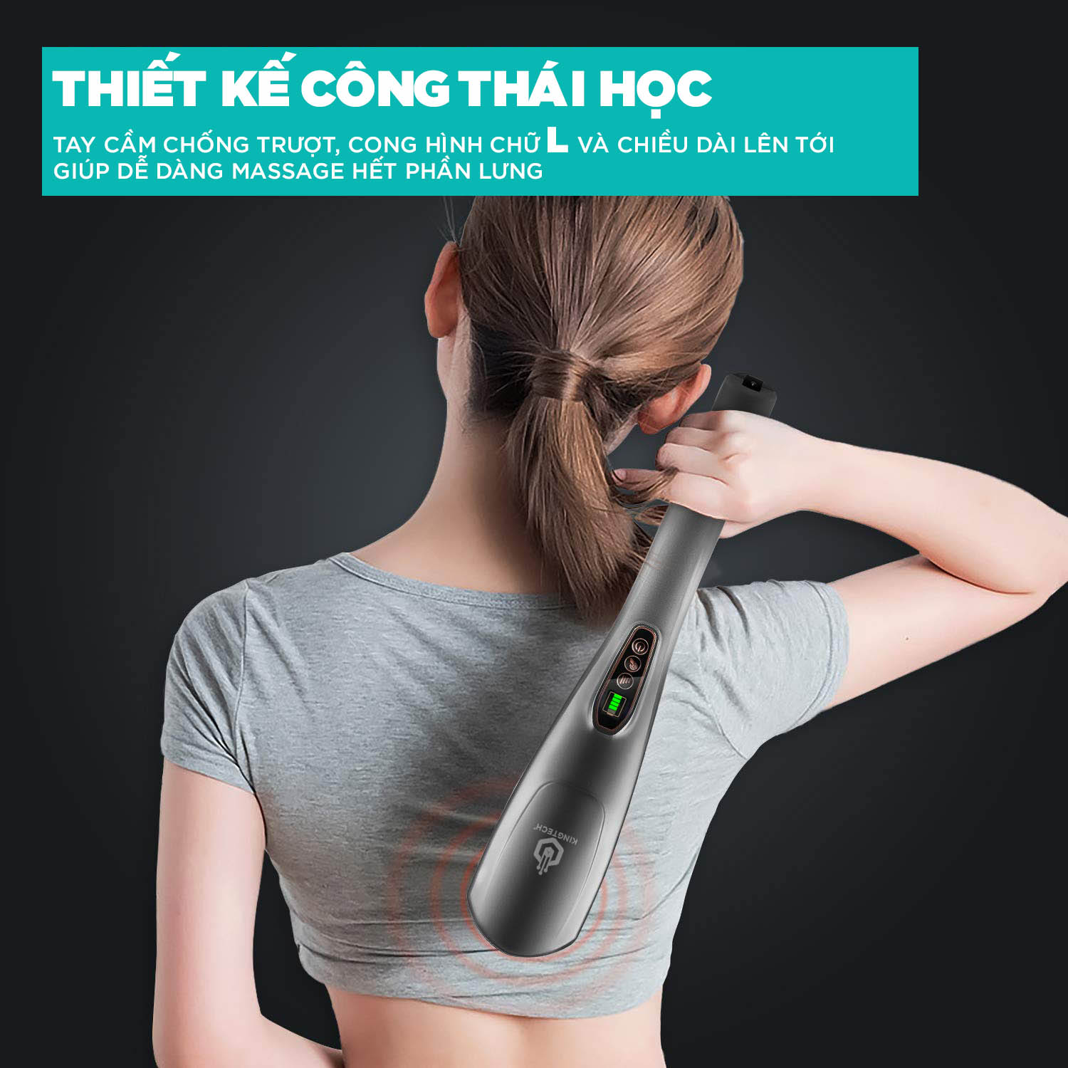 Máy Massage Cầm Tay Đa Năng KINGTECH KT-1768, Máy Đấm Lưng Toàn Thân 6 Đầu Massage 10 Cấp Độ Chuyên Sâu Cổ, Vai Gáy, Chân, Lưng, Eo - Quà Tặng Nam Nữ, Sếp, Doanh Nghiệp - Chính Hãng