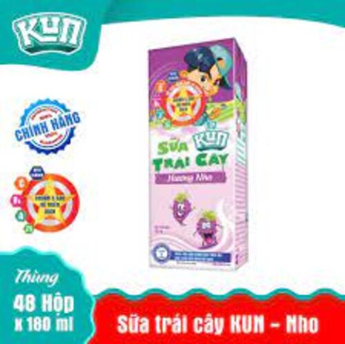 Thùng 48 hộp 180ml sữa tươi kun vị nho