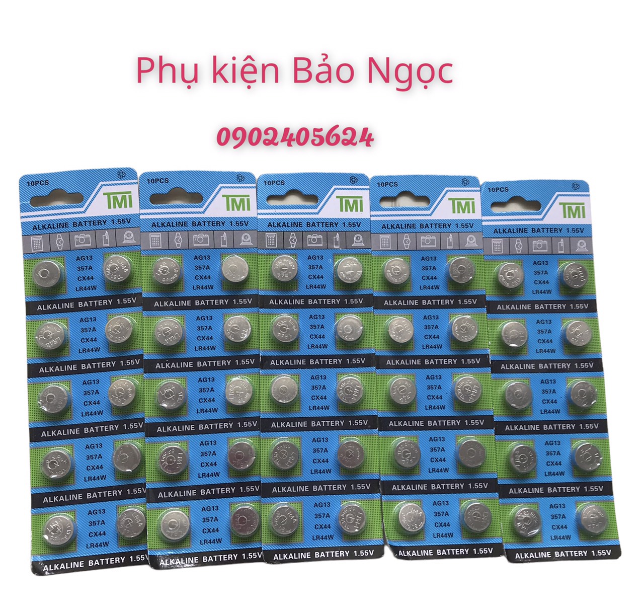 Combo 5 vỉ  pin Soda  LR44, A76, AG13 LR44 A13