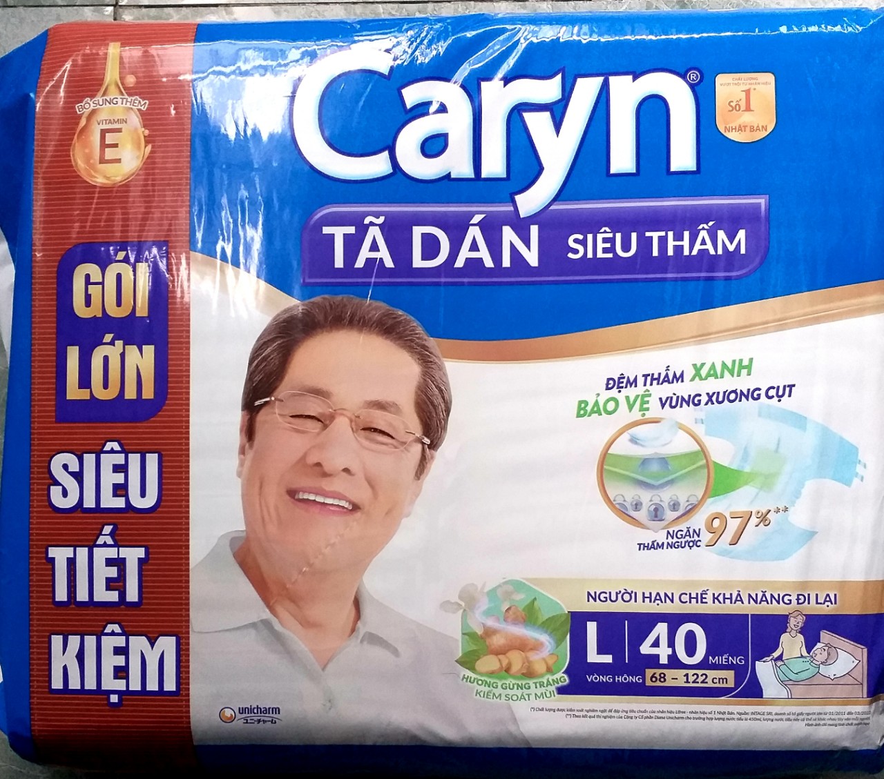 {TẶNG 4 MIẾNG}-TÃ DÁN NGƯỜI GIÀ CARYN SIZE M40 MIẾNG ,SIZE L40 (SIZE CŨ ML40) MIẾNG