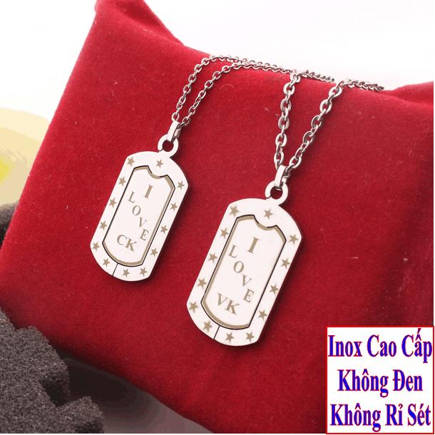 Necklaces couple stainless steel đẹp that cheap shaped dog tags engraved letters I love CK / VK and the star white color wholesale price as above is 1 pair as picture-commitment 1 Đổi 1 if Hoen, rust