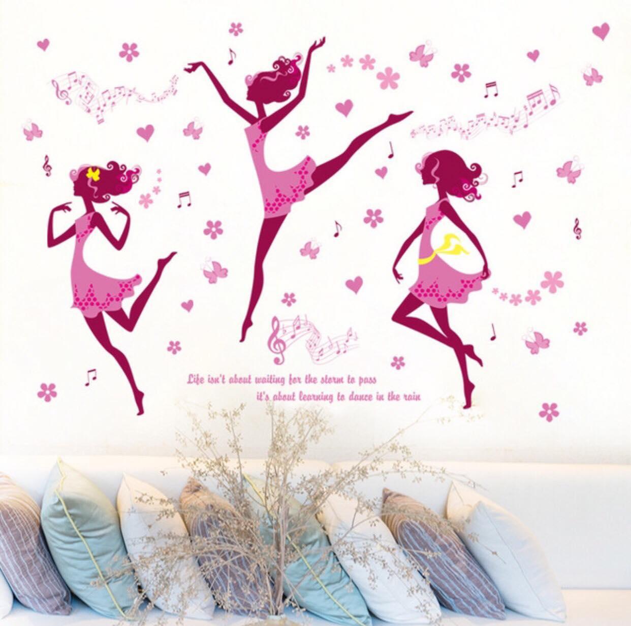 decal dán tường cô gái múa